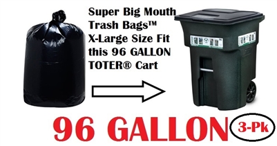 96 Gallon Trash Bags Super Big Mouth Trash Bags X-Large Industrial 96 GAL Garbage Bags XL Can Liners Extra Large