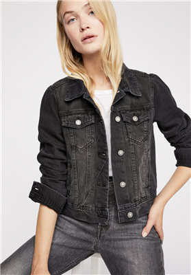 Women's Free People Rumors Denim Jacket Black