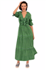 Women's long green print nylon dress