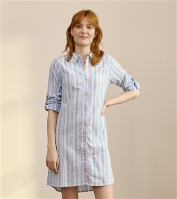 Hatley Cara Button Front Shirt Dress in Blue Stripes