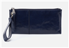 Ladies top zip leather wristlet clutch in nightshade blue leather from HOBO Bags.