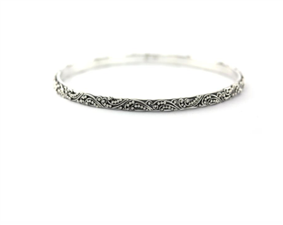 Indiri Collection Sterling Silver Filigree & Granulation Bangle Bracelet