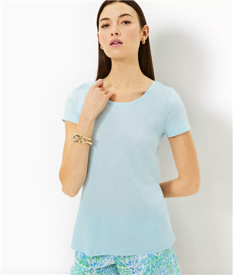 Lilly Pulitzer Etta Scoop Neck Short Sleeve Top in Hydra Blue