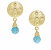 Gold circle earrings with turquoise drop