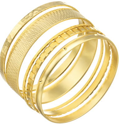 Women's five piece gold bangle braces set.