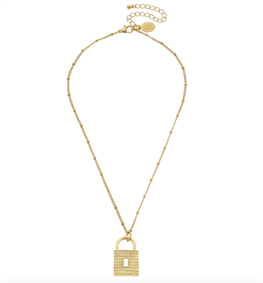 Women's Gold chain Necklace with lock pendant
