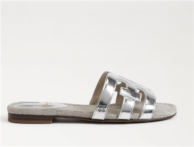 Sam  Edelman Silver  Leather Slide Sandal