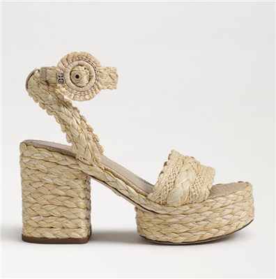 Sam Edelman Iliana Wedge Platform Sandal Sand Raffia