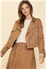 Women's brown faux suede moto jacket.