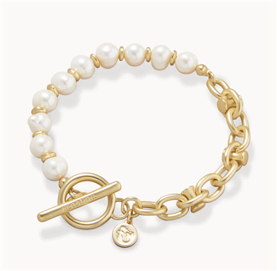 Matte gold and pearl toggle closure bracelet from Spartina 449