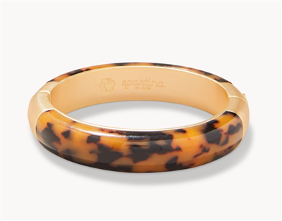 Women's tortoise resin hinged bangle bracelet