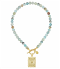 Amazonite necklace with toggle front and rectangle gold concho