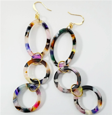 womens 3 hoop drop resin tortoise earrings that measure 3 inches