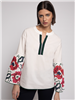 Vilagallo White Cotton Poplin Tilda Blouse with Embroidered Sleeve