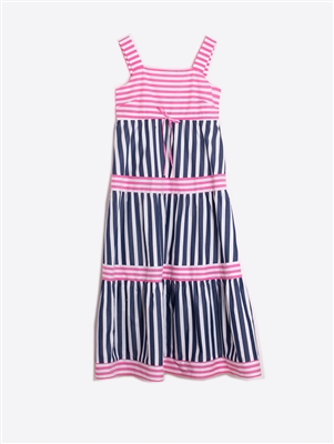 Vilagallo long blue and pink stripe sundress.