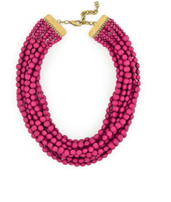 ladies Plum Matte Beaded Bib Necklace