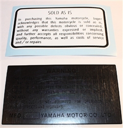 Yamaha YZ Warning decal sticker set