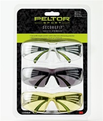 Peltor Sport SecureFit 400 Glasses, 3 Pack: Clear / Amber / Gray Lenses, Anti Fog