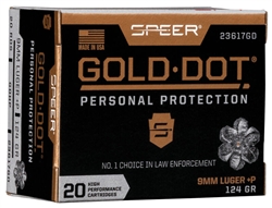 SPEER 9MM +P HP GOLD DOT 124gr - 20rd box