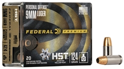 Federal Premium 9MM 124gr HST Jacketed Hollow Point - 20rd Box