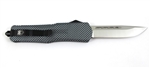 CobraTec OTF Auto Knife Large Fang FS-3 Satin Drop Point Blade with Carbon Print Handles