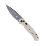 CobraTec Black Diablo Automatic Knife with Stonewash D2 Steel Blade - Tan G-10 Scales