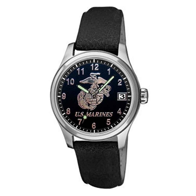 Frontier U.S. Marines Deluxe Leather Strap Watch - 2Q