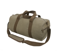 Rothco Two Tone Canvas Shoulder Duffle Bag Vintage Olive with Brown Straps 2227