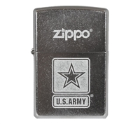 ZIPPO Army Logo Brush Finish Chrome Lighter 36980