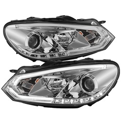 Spyder Auto Volkswagen Golf 2010-2012 Light Tube DRL Projector Headlights (Halogen Model Only) 5075284