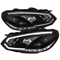 Spyder Auto Volkswagen Golf 2010-2012 Light Tube DRL Projector Headlights (Halogen Model Only) 5075291