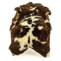 Short Wool Brown w White Pattern Brown Sheepskin