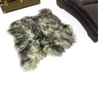 White w Dyed Black Tips Double Side-Side Big Rugs Sheepskin