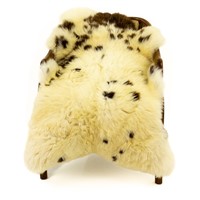 Thick Cushy Ivory White w Brown Spots Spotted Sheepskin