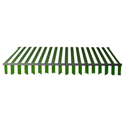 Motorized Retractable Black Frame Patio Awning 16 x 10 Feet - Green and White Stripes - ALEKO