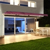 Half Cassette Motorized Retractable LED Luxury Patio Awning - 3 x 2.4 Meters (10 x 8 Feet) - Burgundy - ALEKO