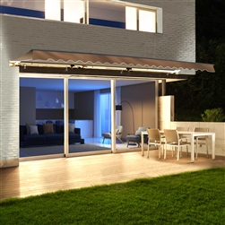 Half Cassette Motorized Retractable LED Luxury Patio Awning - 3 x 2.4 Meters (10 x 8 Feet) - Sand - ALEKO