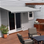 Motorized Retractable Patio Awning - 10X8 Feet - Grey and White Striped - ALEKO