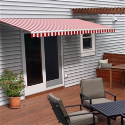 Motorized Retractable Patio Awning - 20X10 Feet - Red and White Striped - ALEKO
