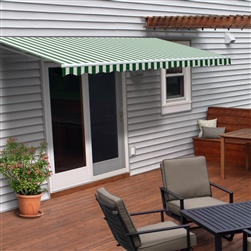 Motorized Retractable Patio Awning - 6.5X5 Feet - Green and White Striped - ALEKO