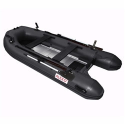 ALEKO&reg; BTF380BK PRO Fishing Boat Raft 12.5 Feet (3.8 m) with Aluminum Floor 6 Person Inflatable Boat with Fishing Rod and Front Board Holders, Black