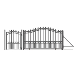 Steel Sliding Driveway Gate - LONDON Style - 12 ft with Pedestrian Gate - 5 ft - ALEKO