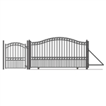 Steel Sliding Driveway Gate - 18 ft with Pedestrian Gate - 5 ft - PARIS Style - ALEKO