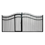 Steel Dual Swing Driveway Gate with Built-In Pedestrian Door - VIENNA Style - 16 x 7 Feet - ALEKO