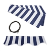 Retractable Awning Fabric Replacement - 2.4 x 2 Meter - Blue and White Striped - ALEKO