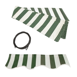 Retractable Awning Fabric Replacement - 2.4 x 2 Meter - Green and White Striped - ALEKO