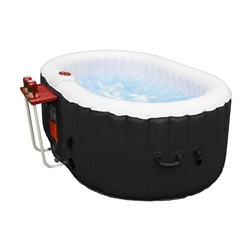 Oval Inflatable Hot Tub Spa With Drink Tray and Cover - 2 Person - 145 Gallon - Black and White - ALEKO