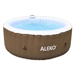 Round Inflatable Hot Tub Spa With and Cover - 4 Person - 210 Gallon - Brown and White - ALEKO