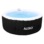 Round Inflatable Jetted Hot Tub Spa With Cover - 4 Person - 210 Gallon - Black and White - ALEKO