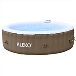 Round Inflatable Jetted Hot Tub Spa With Cover - 6 Person - 265 Gallon - Brown and Gray - ALEKO